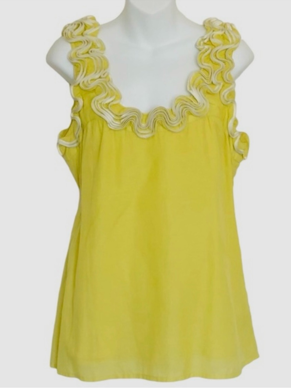 Yoana Baraschi Yellow Ruffle-Neck Sleeveless Top